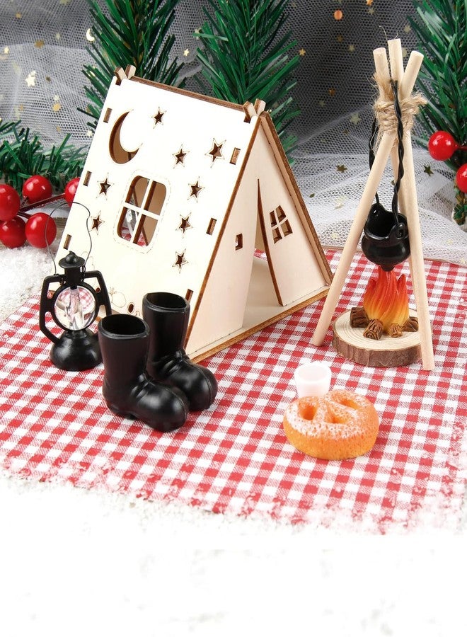 أثاث بيت الدمى، مجموعة مشهد خارجي مصغر لبيت الدمى في عيد الميلاد، تتضمن خيمة لإكسسوارات وأثاث بيت الدمى، هدية مثالية لمعظم الأعمار - Image 3